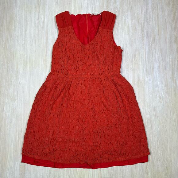 Uttam Boutique Eyelet Lace Sleeveless Mini Casual Everyday Summer Dress 10/12 - Picture 1 of 16